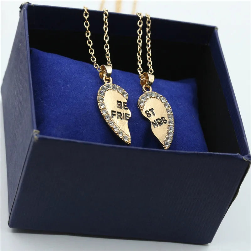 Best Friends Heart Shape Pendant Necklace