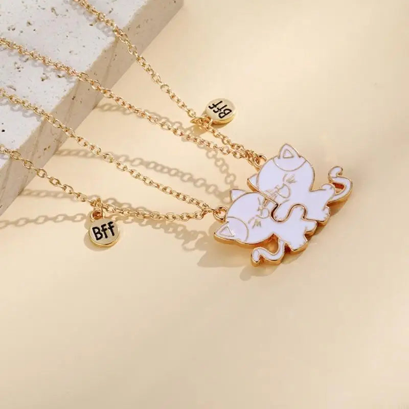 Friendship Necklace Set of Cat Pendants